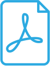 Icono de un documento con el símbolo de Acrobat pdf con contorno azul.